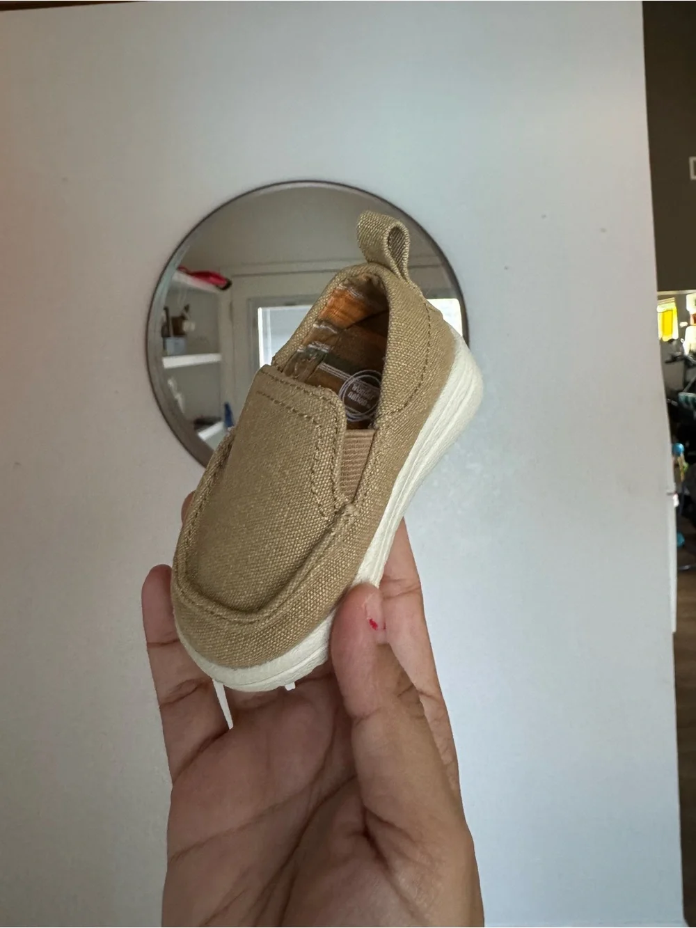 wonder nation Tan Canvas Baby Slip-On Shoes